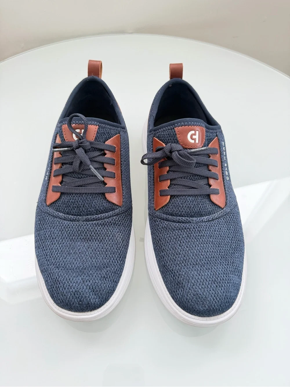 Cole Haan Men's Navy Mesh Sneakers with Brown Trim